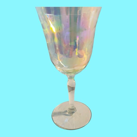 6 Fostoria Crystal Pearl Shell Iridescent Wine Glasses Loop Optics - Picture 13 of 15